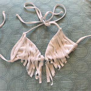 Boys + Arrows Fringe Bikini Top in white - rare Blythe the Babe